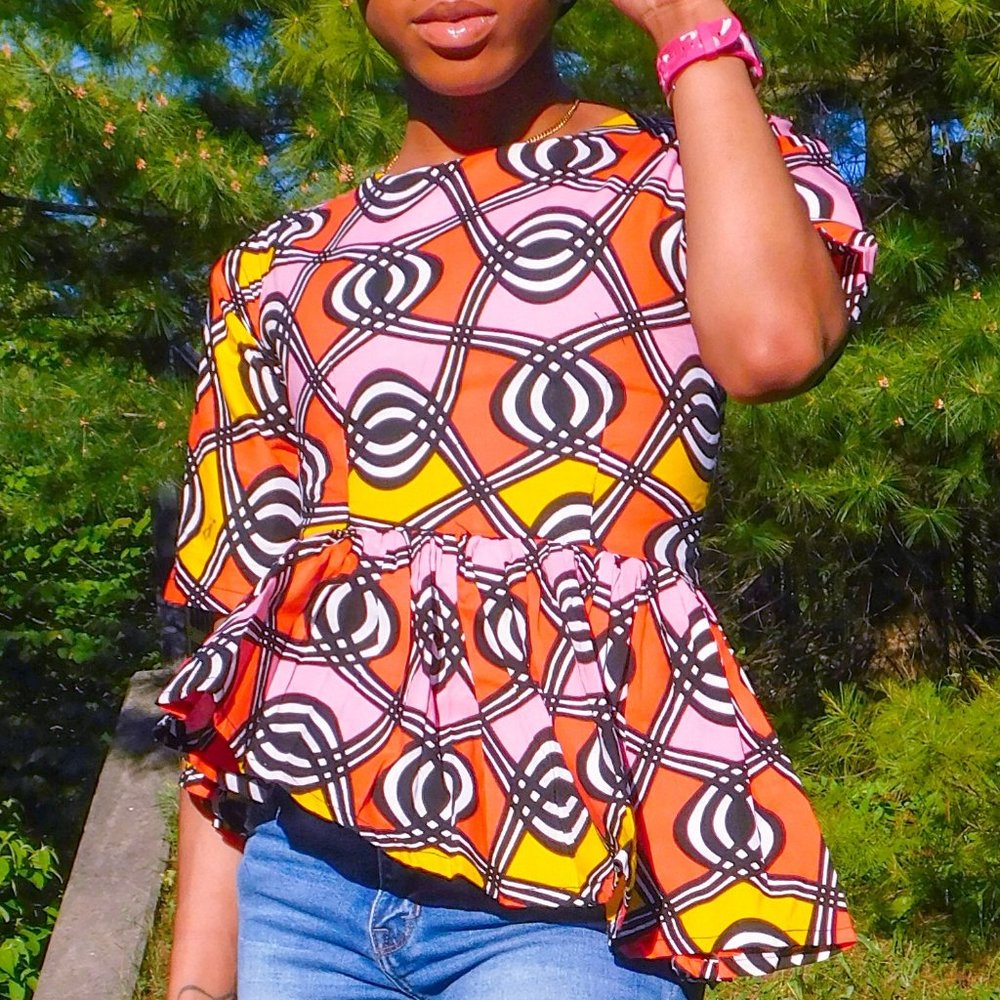 Ankara Print Angled Top